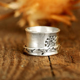 European And American Rotatable Simple Trendy Flower Ring