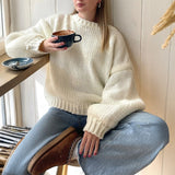 Simple Round Neck Long Sleeve Lining Sweaters Women's Clothing