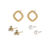 Three-to-one Card Titanium Steel Ear Studs