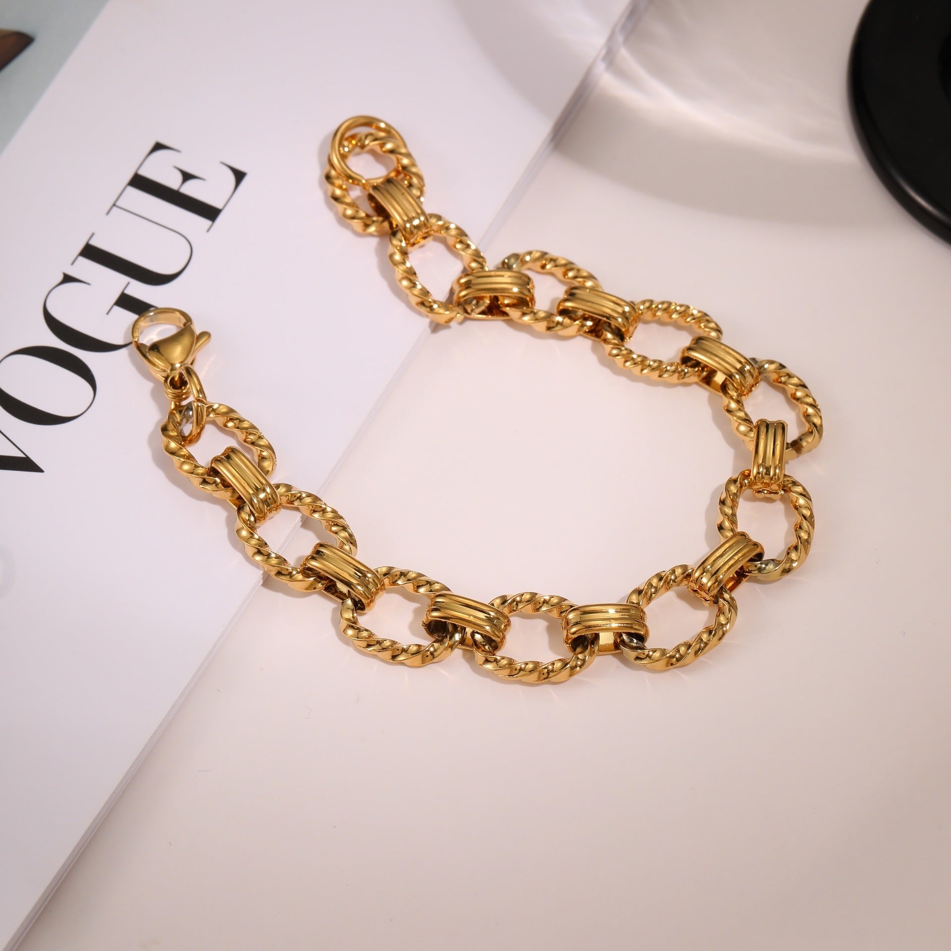 European And American Metallic Hip Hop Punk Stainless Steel Bracelet Twist Bracelet