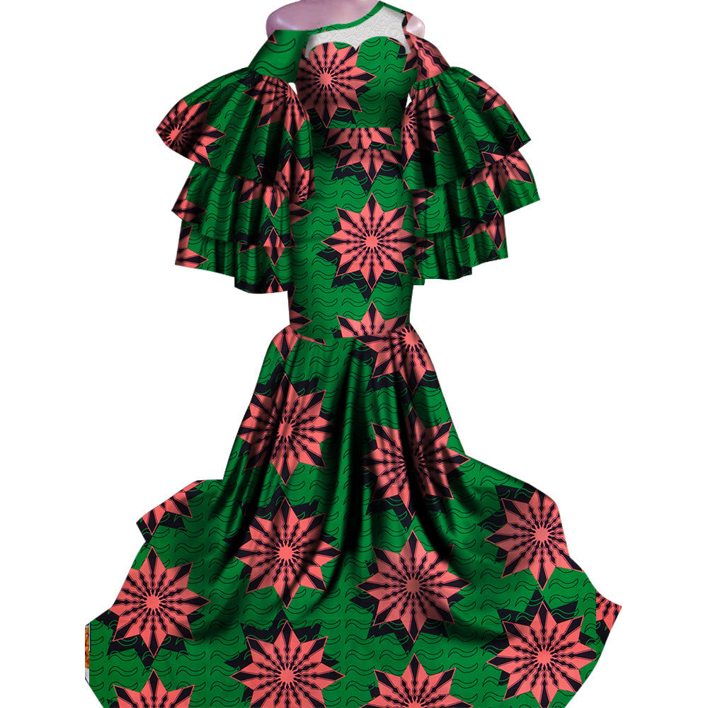 African Print Traditional Fishtail Dress Floor-length Dress
