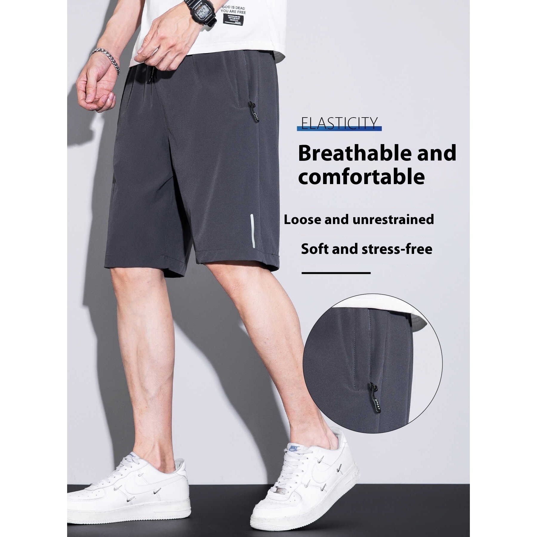 Thin Ice Silk Quick-drying Running Fitness Men's Sports Shorts