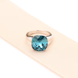 European And American Classic Light Luxury Multi-color Artificial Crystal Square Ring For Women