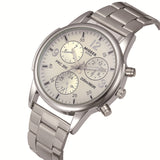 Fashion Simple Fake Three-eye Steel Belt Quartz Watch