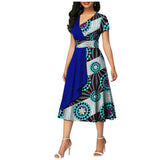African Batik Double-sided Printed Short-sleeved Women's Cotton Dress