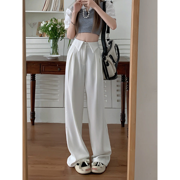 High-end Design Waist Flanging Suit Pants For Women