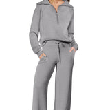 Women's Zip-Up Hooded Sweatshirt Set -Casual Daily Wear, Raglan Sleeves & Thumb Holes, PerfectFall Long Sleeve Hoodie