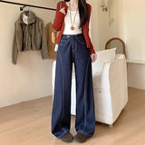 American Retro Irregular Dark Blue Jeans