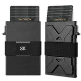 Minimalist Card Holder Wallet For Men, Aluminum Slim Metal Wallet With Money Band, RFID Blocking Up Wallet, Holds 12Cards Plus Cash