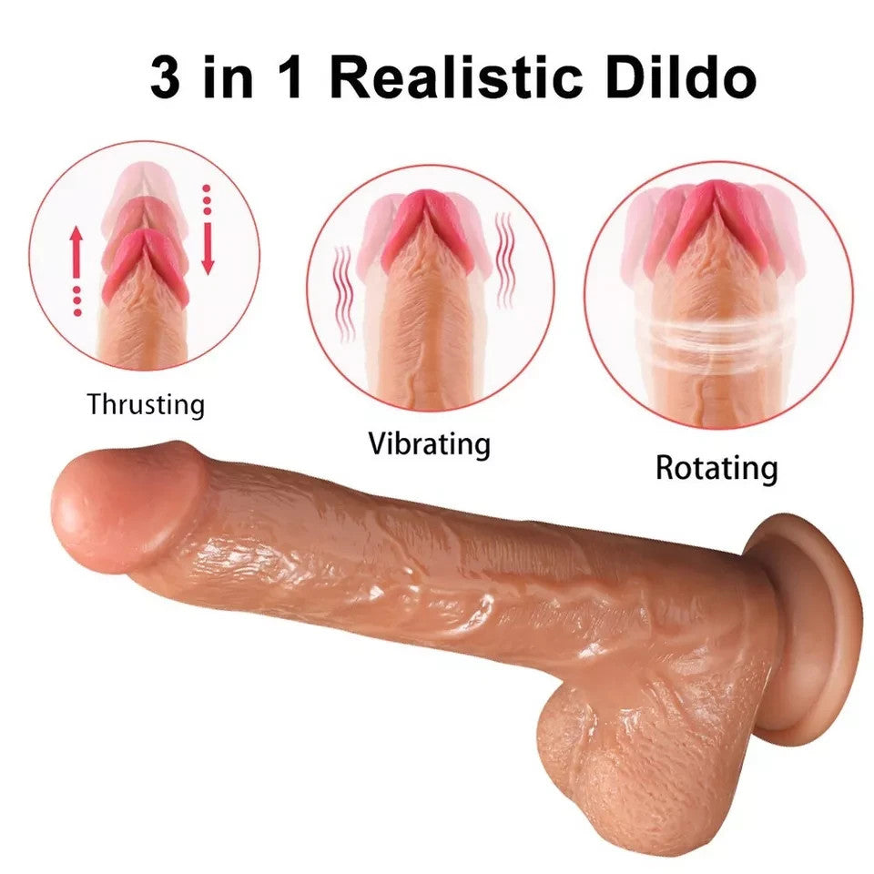 Remote Realistic Dildo Thrusting  Heating Roating  Toys For Women Men