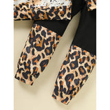 Toddler Girls Fall Winter Outfits Leopard Letter Print Crewneck Long Sleeve Sweatshirt Top & Sweatpant 2 Piece Clothing Set