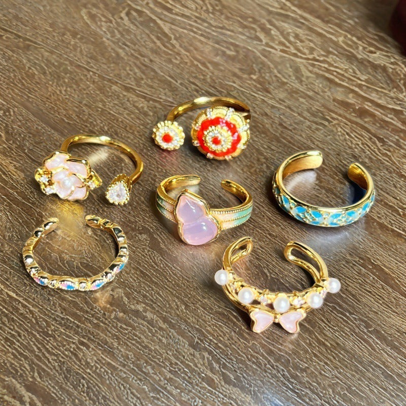 High-grade Temperament Entry Lux Vintage Oil Dripping Gourd Ring