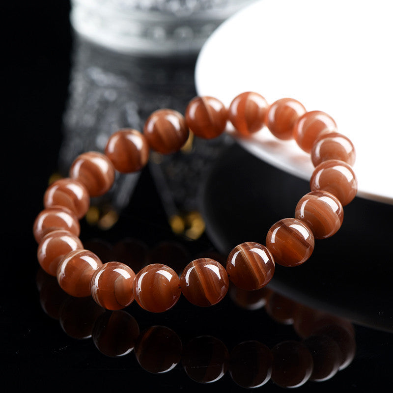 Natural Old Mine Rhodochrosite Round Beads Bracelet Peru