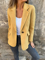 Ins Button Lapel Short Blazer Winter Fashion Commuter Jacket Outwear Women's Clothing