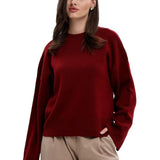 Round Neck Pullover Loose-fitting Solid Color Long Sleeves All-match Sweater