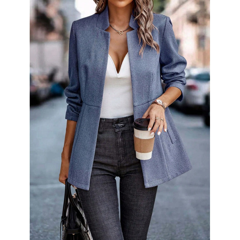 Ladies  Casual Jacket With Bird Check