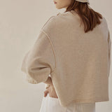 Loose Short Sleeve Lantern Sleeve Splicing Pullover Women's Sweater