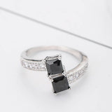 European And American Square Zircon With Diamond Cross Ring For Women