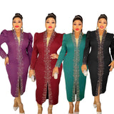 Women's Wear Rhinestone Beaded African Plus Size OL Commuter Dress