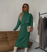 Lazy Style Knitwear Elegant Skirt Two-piece Set