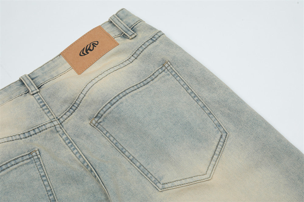 Washed White Straight Jeans For Men
