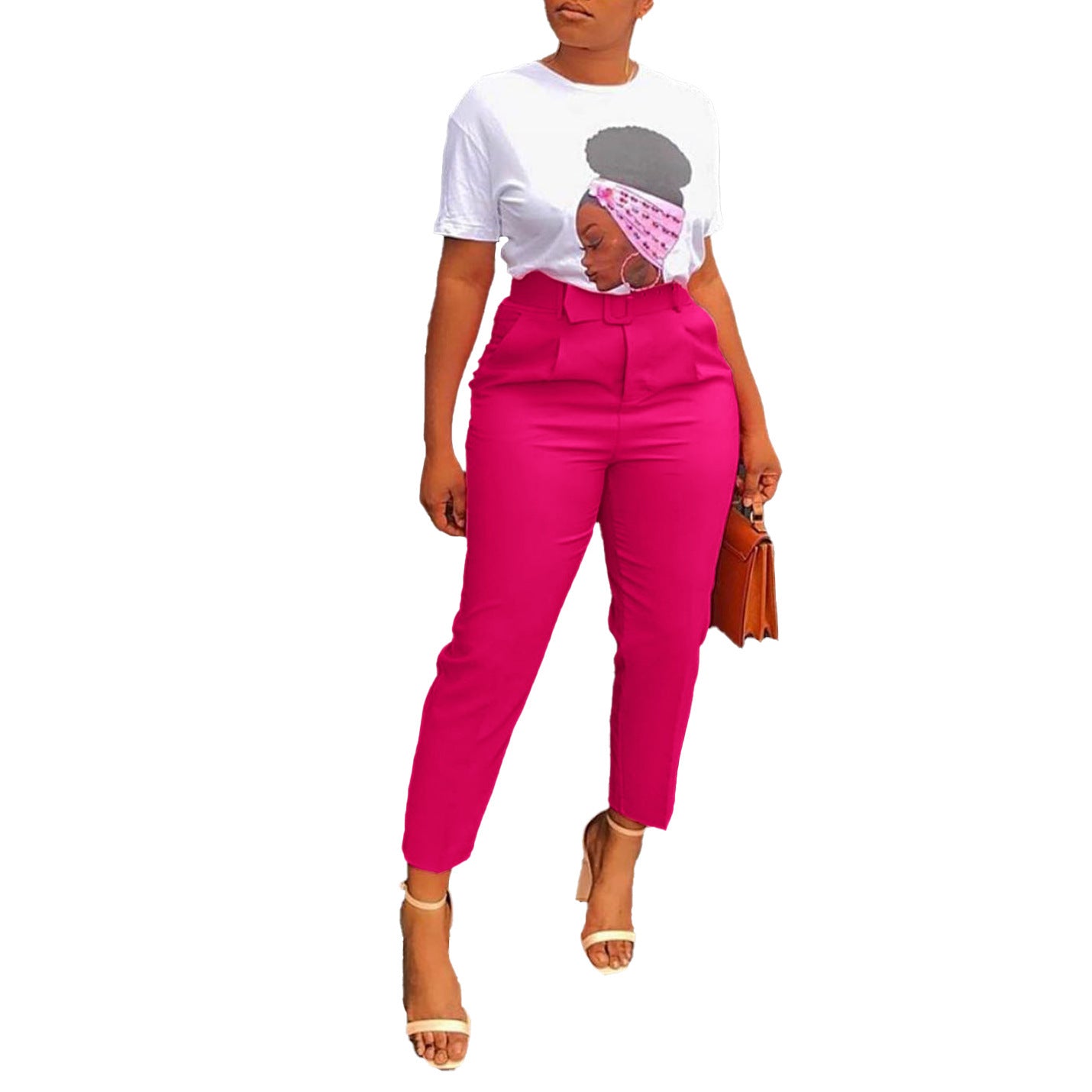 Elegant OL Professional Suit Pants Slim Skinny Pants African High Waist Casual