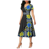 African Batik Double-sided Printed Short-sleeved Women's Cotton Dress