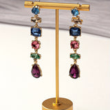 Colorful Drop-shaped Earrings Eardrops Three-section Evening Dress With Earrings