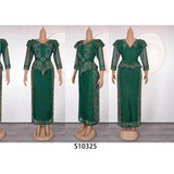 African Plus Size Fashion Rhinestone Christmas Evening Dress