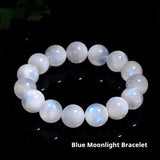 Natural Blue Moonlight Round Bead Bracelet In White