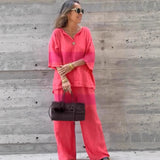 Solid Color Cotton And Linen Casual Suit Pants