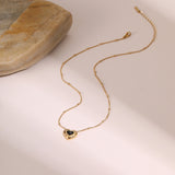 Fashion Design Love Heart-shaped Natural Stone Pendant Titanium Steel Necklace Ins