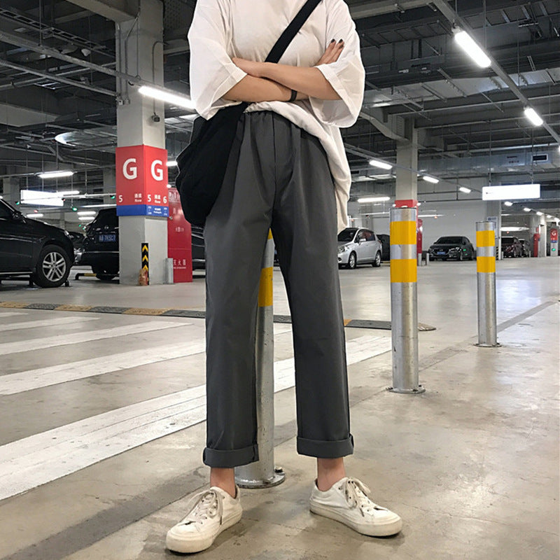 Elastic High Waist All-matching Loose Straight Casual Pants For Women