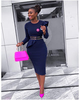 Plus Size Women's Solid Color Sexy OL Sheath Pencil Skirt African Dress