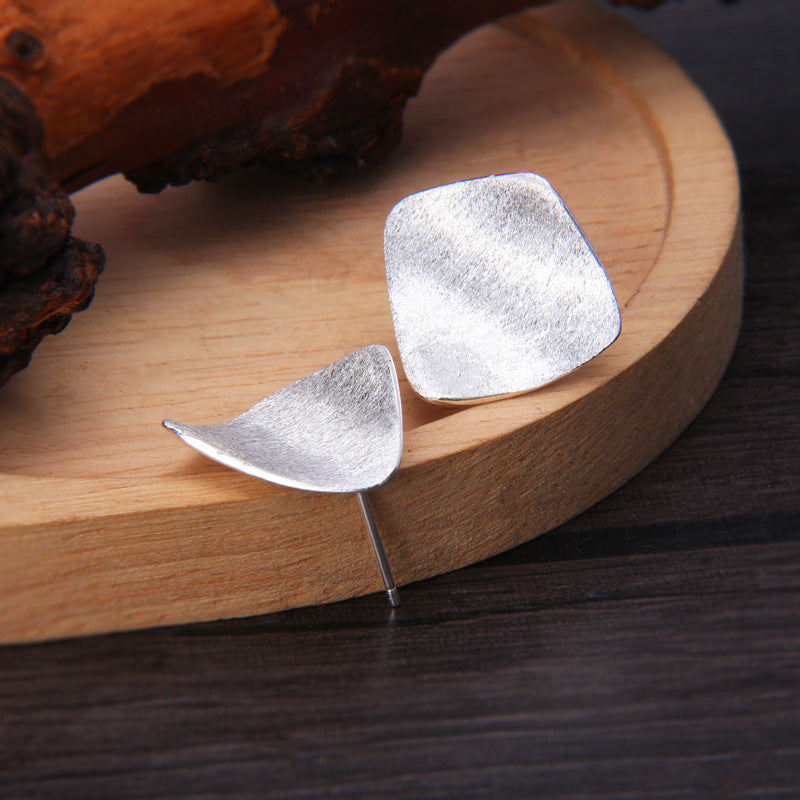 Fashion Frosted Brushed Square Stud Earrings