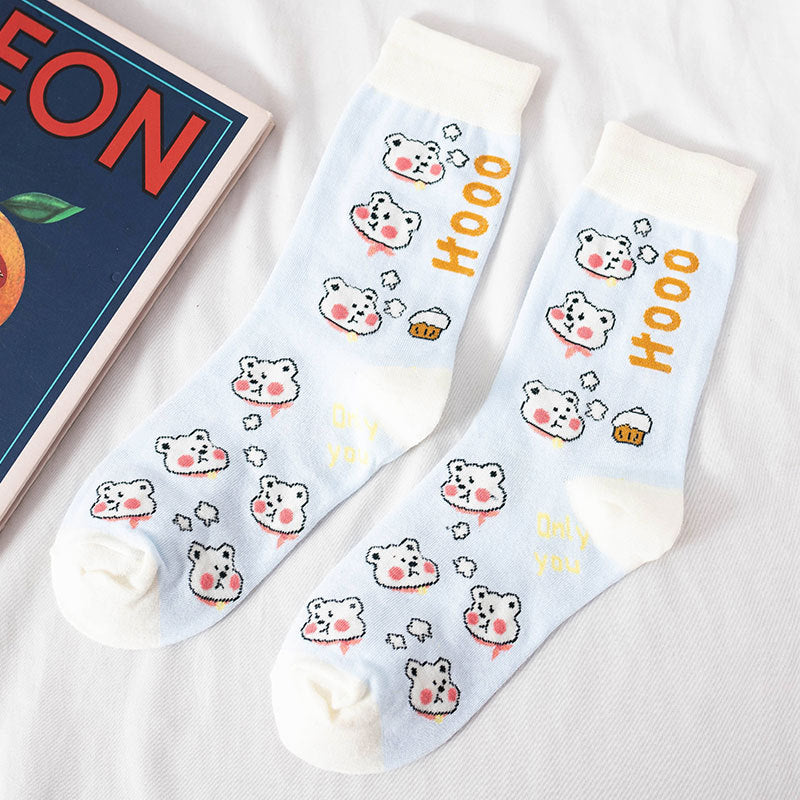 Socks Female Tube Socks Cartoon Cute