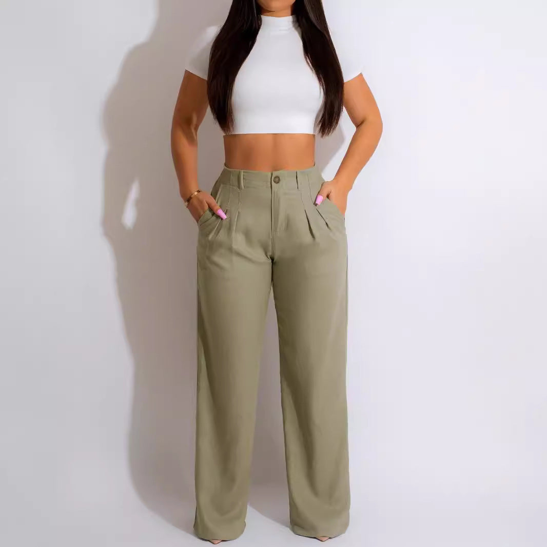 Women's Linen Cotton Casual Breathable Straight Trousers