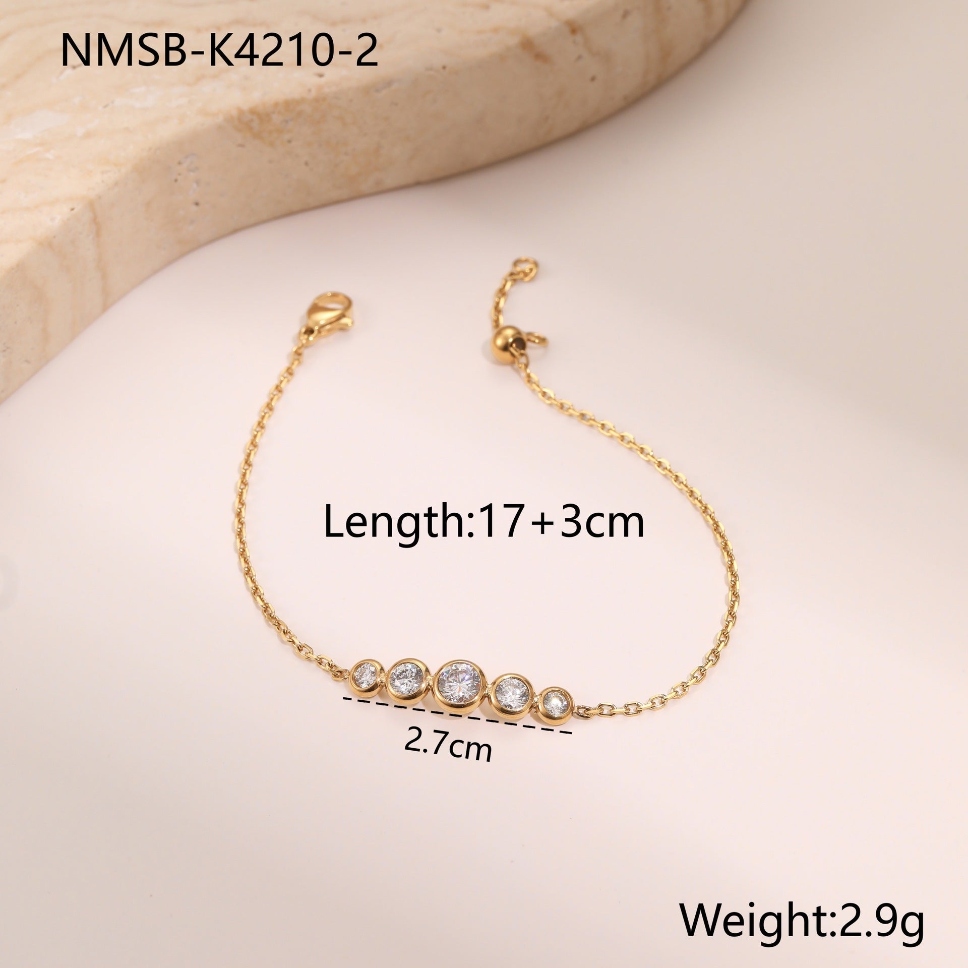 European And American Fashion Love Small Diamond Round Diamond Zircon Bracelet Gold Plated Stainless Steel