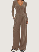 Women's Wide-leg Pants Long-sleeved Sportswear Suit