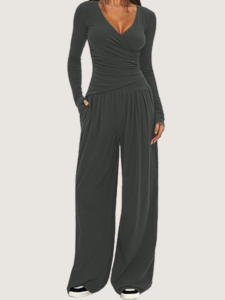 Women's Wide-leg Pants Long-sleeved Sportswear Suit