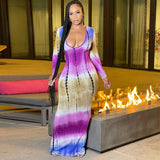 Women's Color Tie-dyed Off-shoulder Tube Coat And Dress