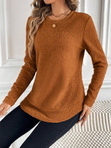 Casual Warm Solid Color Round Neck Teddy Sports Shirt