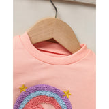 Baby Girls Rainbow Skirt Set Letters Embroidery Long Sleeve Sweatshirt Tops & Rainbow Tutu Skirt Outfits