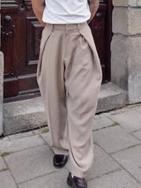Men's High Waist Pleated Pants