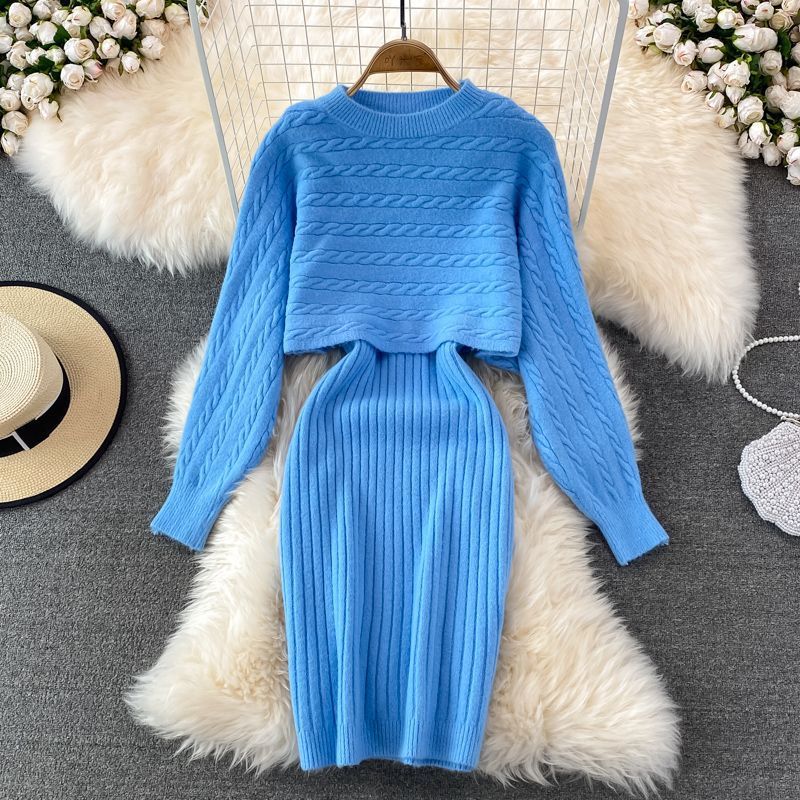 Women's Loose Two-piece Sweater Knitted Dress