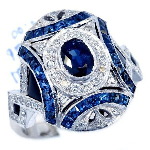European And American Fashion Luxury Sapphire Zircon Ring For Women