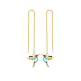 Fashion Jewelry New Unique Little Bird Drop Long Hanging Hummingbird Earrings For Women Elegant Girl Tassel Crystal Pendant Earring Jewelry