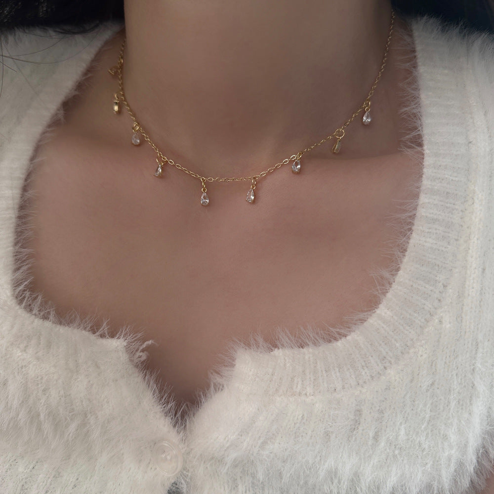 Minority Simple Elegant Women's All-match Super Fairy Zircon Necklace