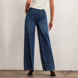 Shascullfites Women's Light Blue Wide Leg Stretch Jeans Flare Pants Denim Straight Trousers Sexy Fit Casual Jeans Women