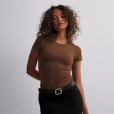 Women's Spring And Summer Solid Color Top Slim Slimming Short-sleeved T-shirt